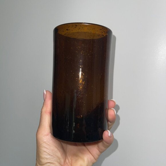 Vintage Bubble Tumblers Hand Blown Dark Amber Set of 5 Collectible - Picture 13 of 14